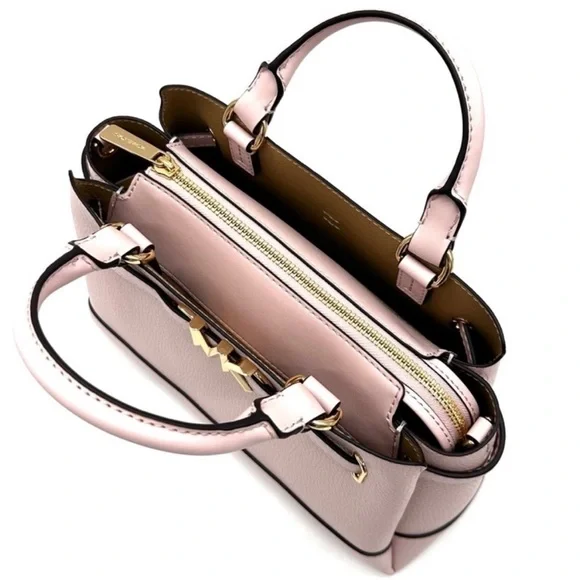 Michael Kors Reed Small Satchel Crossbody Bag & Large Trifold Wallet Light Pink - Picture 8 of 15